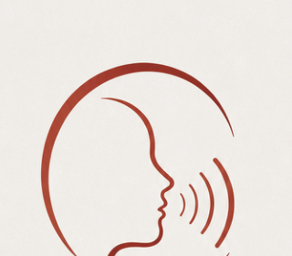 Sprechzeit Logo – stilisiertes Profil mit Schallwellen